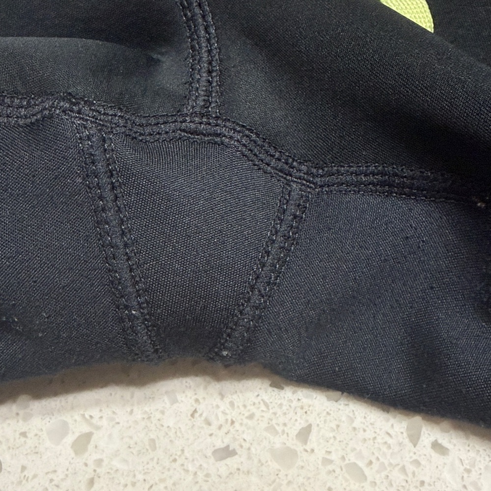 Lole Black Running tights Athletic thick warm lined Neon reflective pockets SZ L - Picture 10 of 11